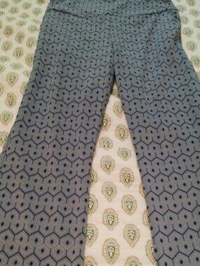 CAbi Blue and Brown Hexagon Pattern Pants SIZE MED GREAT CONDITION